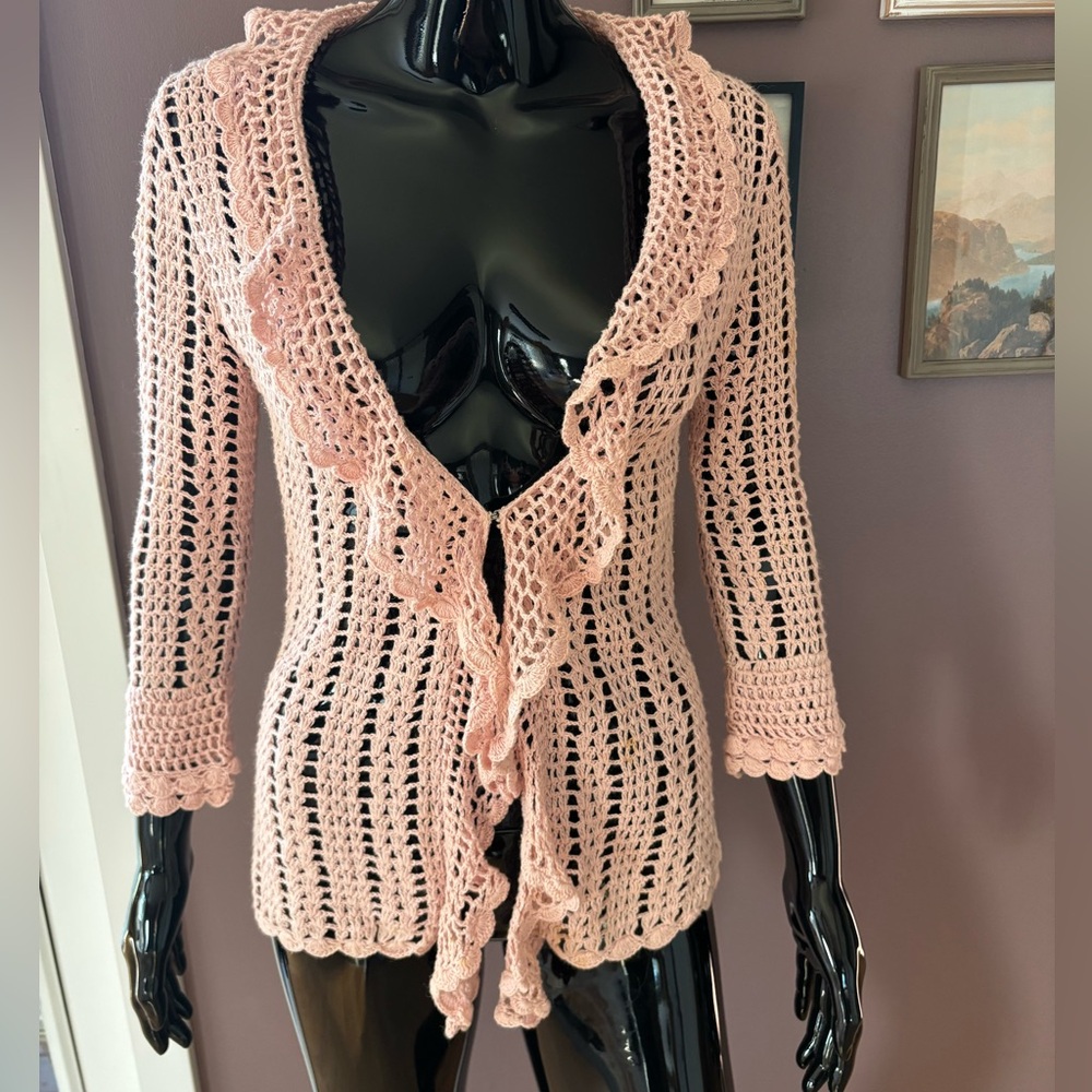 NWOT-Westbound Pink Crochet Women's Sweater Cardigan Small
